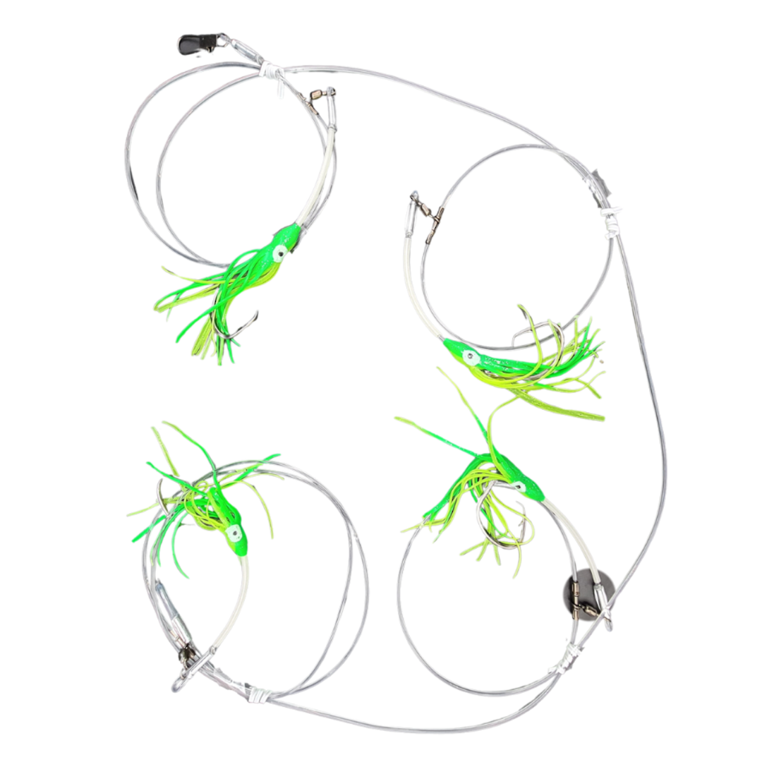 SUPER UV Puka Rig Oct Skt - 4 Hook Green image 0